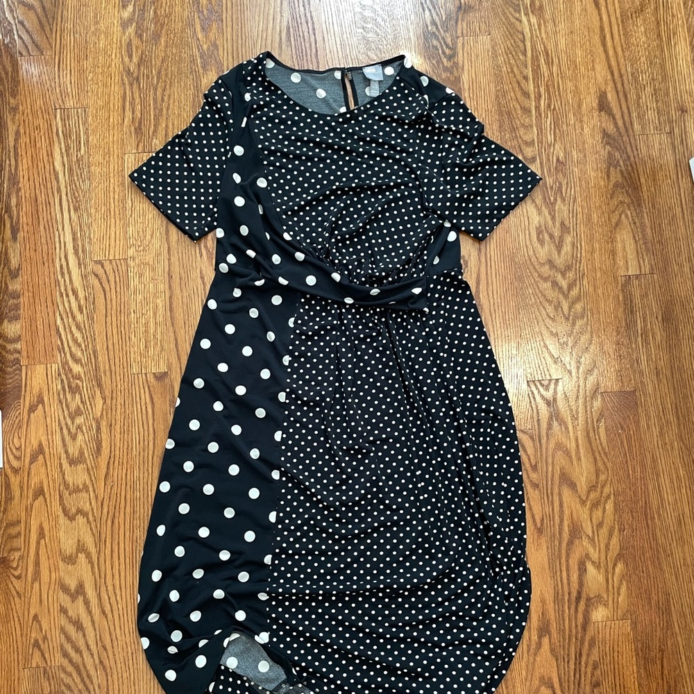 ASOS DESIGN mono mixed spot twist front dress